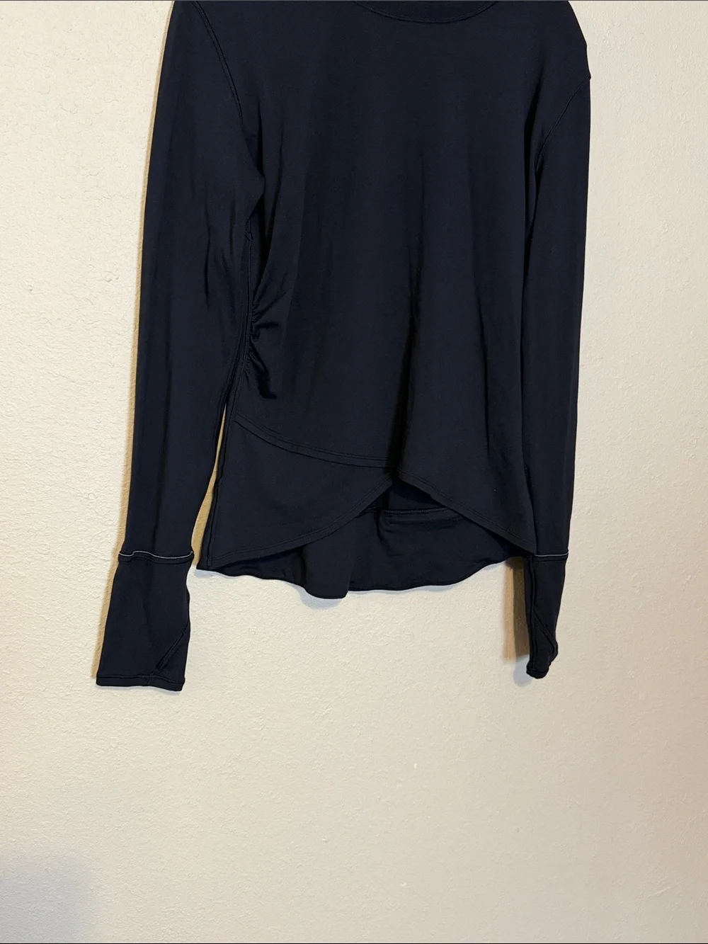 Lululemon Rulu‎ Gathered Waist Long Sleeve Run Top Black Size Medium